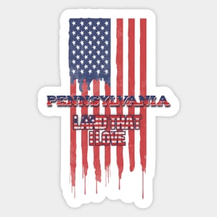 State of Pennsylvania Patriotic Distressed Design of American Flag With Typography - Land That I Love Sticker